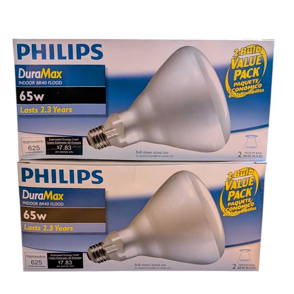 Philips DuraMax 65W Indoor BR40 Flood Light Bulbs 4 Pack Total Medium Base